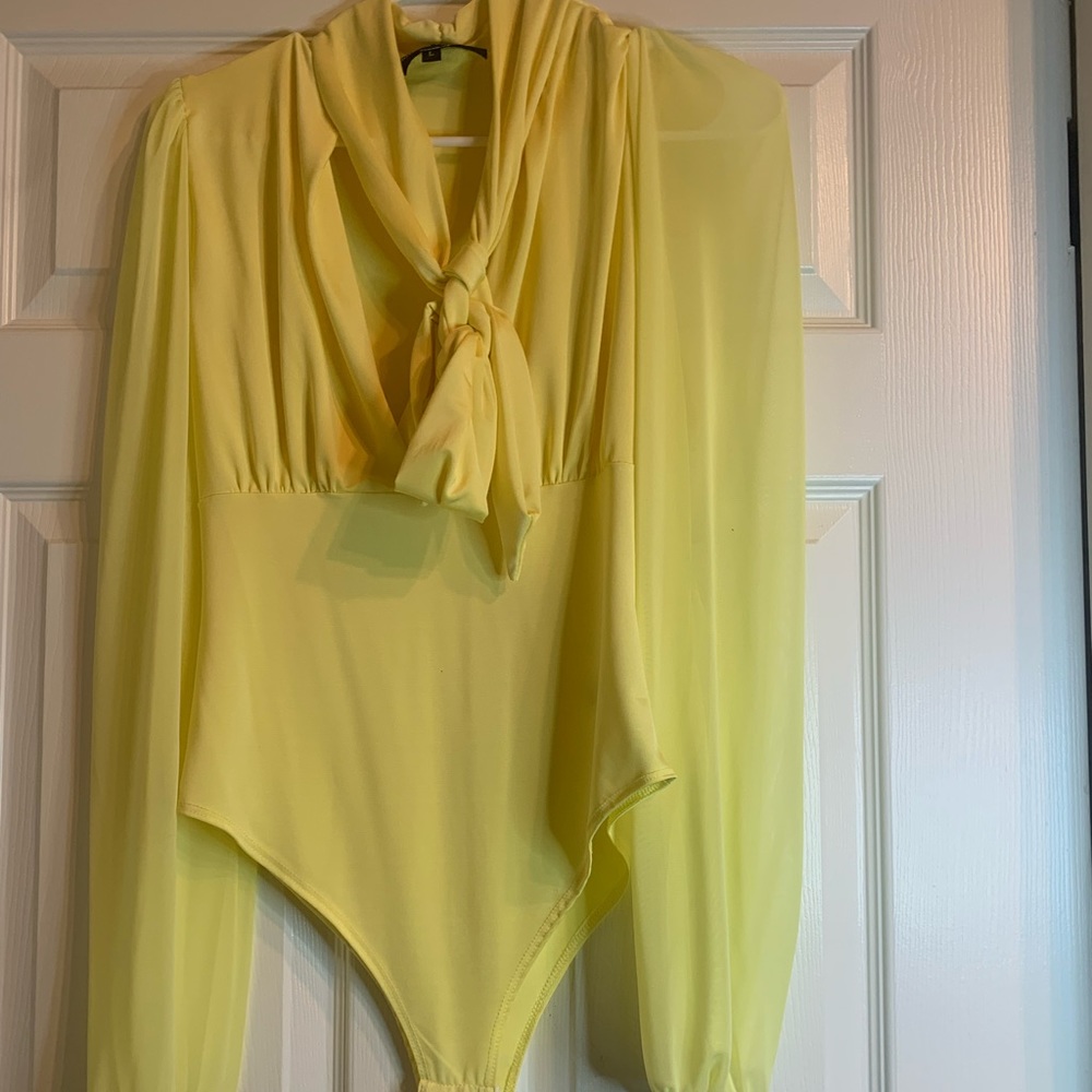 bodysuit with collar bow